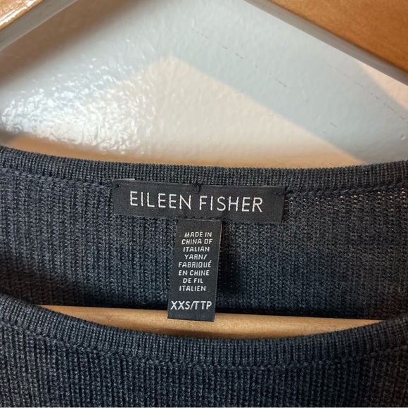 Eileen Fisher 100% Fine Merino Wool Gray Sweater Pullover Size XXS Flawed- Holes - Picture 3 of 8